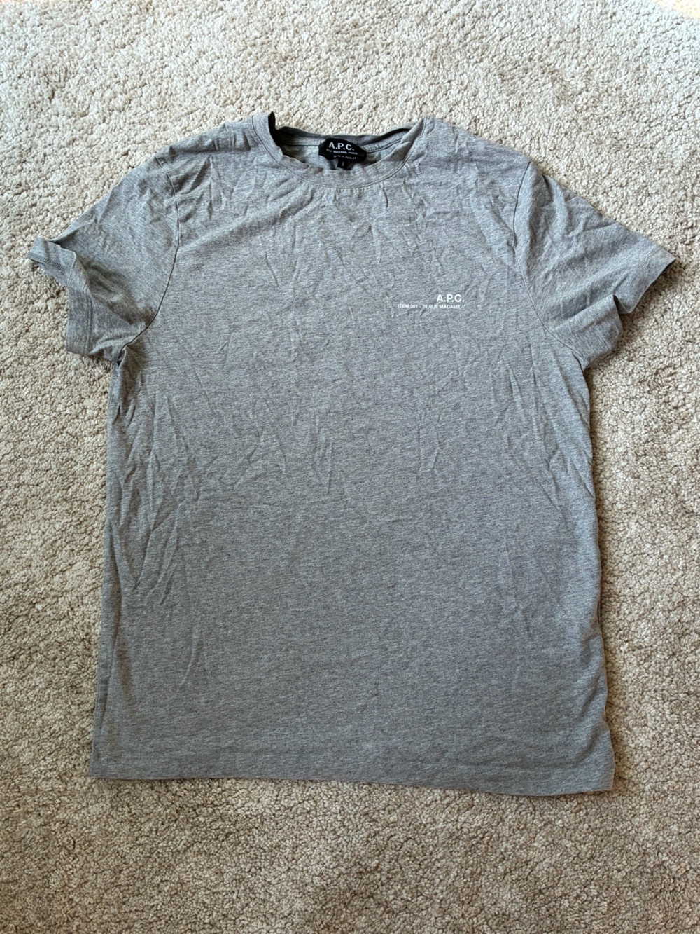 A.P.C. Heather Gray Logo Crew Neck Tee